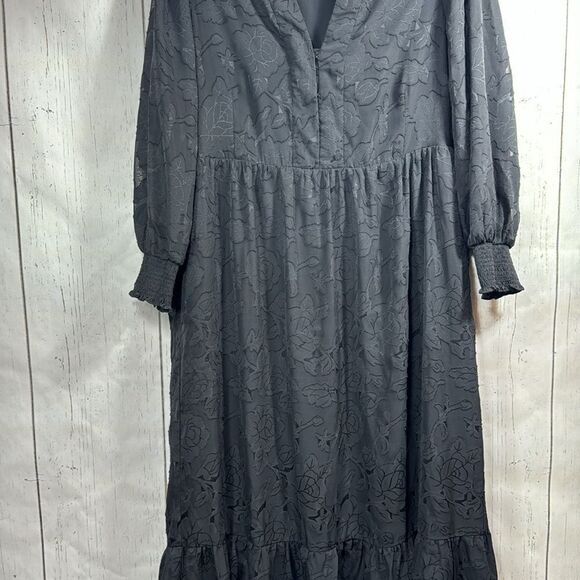 Chicos Black Floral Jacquard Maxi Dress Elegant Romantic Whimsigoth Romantic - Picture 10 of 16